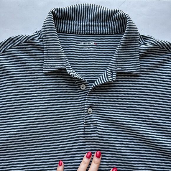 UNTUCKit Other - UNTUCKit Men’s XL Polo Shirt Blue Navy Striped‎ Pima Cotton Casual Short Sleeve